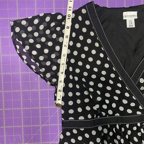 Motherhood Maternity Dress Black and White Polka Dot Pregnancy Baby Shower - Picture 15 of 16